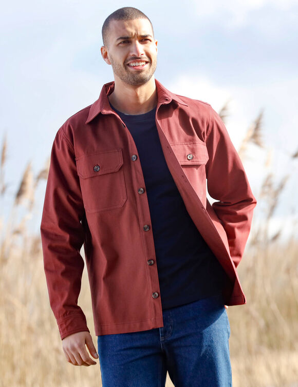 Surchemise boutonnée twill toucher peau de pêche (bordeaux) Surchemise boutonnée twill toucher peau de pêche (bordeaux)